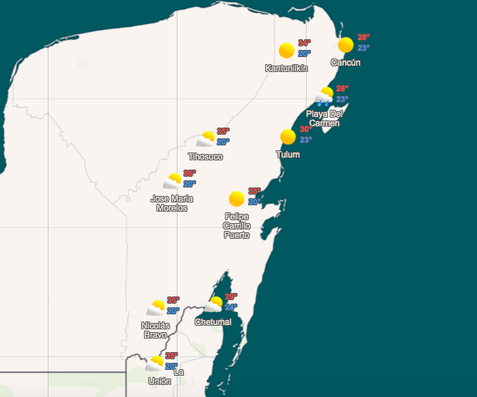 Clima Para Hoy En Canc N Y Quintana Roo Soleado Con Lluvias Aisladas