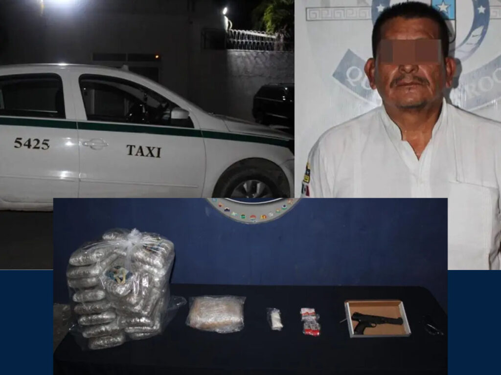 Cancún: detienen a taxista armado y con drogas, en la Supermanzana 94