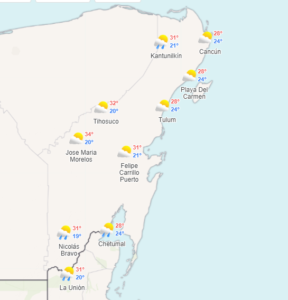 Clima para hoy en Cancún y Quintana Roo: Nublado con probabilidad de lluvias