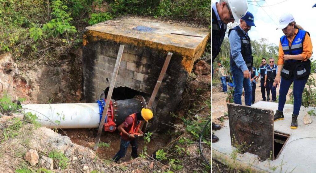 Alcaldesa supervisa los trabajos de Aguakan en Solidaridad