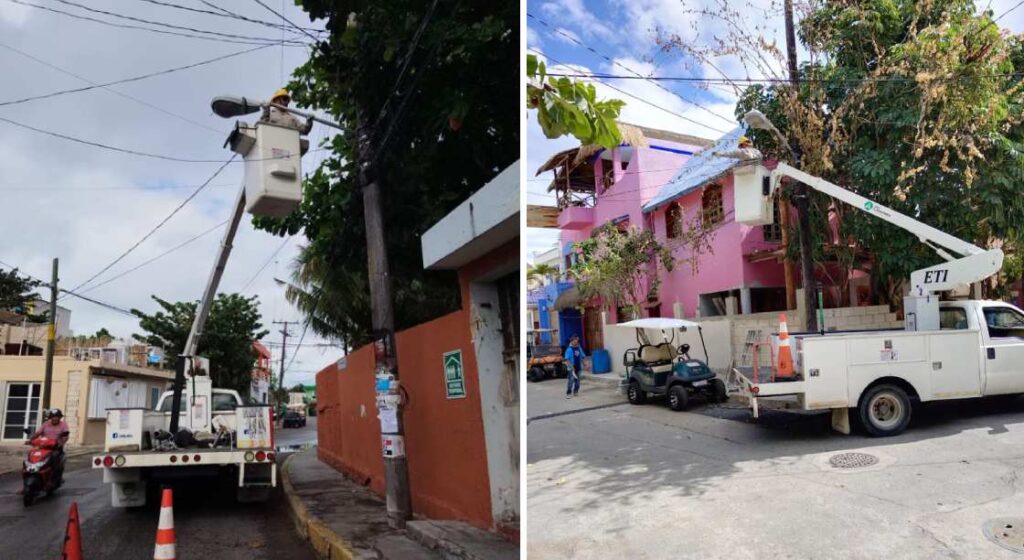 Supervisan y dan mantenimiento al alumbrado público en Isla Mujeres
