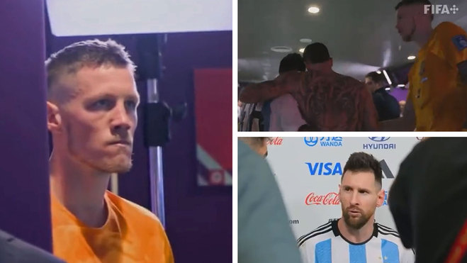 ¿Qué mirás bobo? La FIFA saca a la luz video de pleito entre Messi y Weghorst