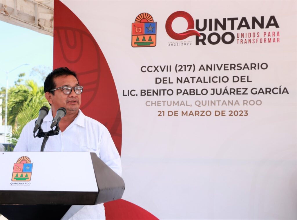 Aniversario 217 del Natalicio de Benito Juárez conmemorado en Chetumal