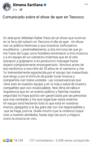 Ximena Sariñana condena agresión contra su manager en feria de Texcoco