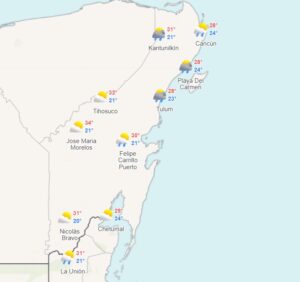 Clima para hoy en Cancún y Quintana Roo: Nublado con probabilidad de lluvias