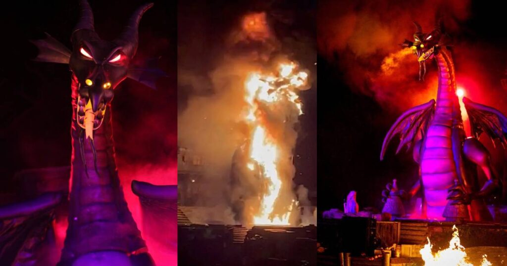 ¡Fuego en Disneyland! Dragón mecánico se incendia en pleno espectáculo