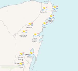 Clima para hoy en Cancún y Quintana Roo: Caluroso con probabilidad de lluvias 