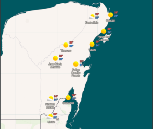 Clima para hoy en Cancún y Quintana Roo soleado y parcialmente nublado