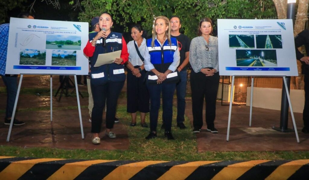 Lili Campos recorre la recién construida Avenida 65 en Playa del Carmen