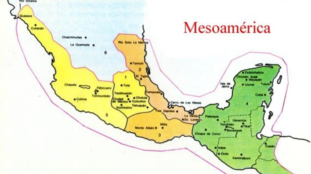 ¿Cuáles son las áreas culturales en que se divide Mesoamérica?