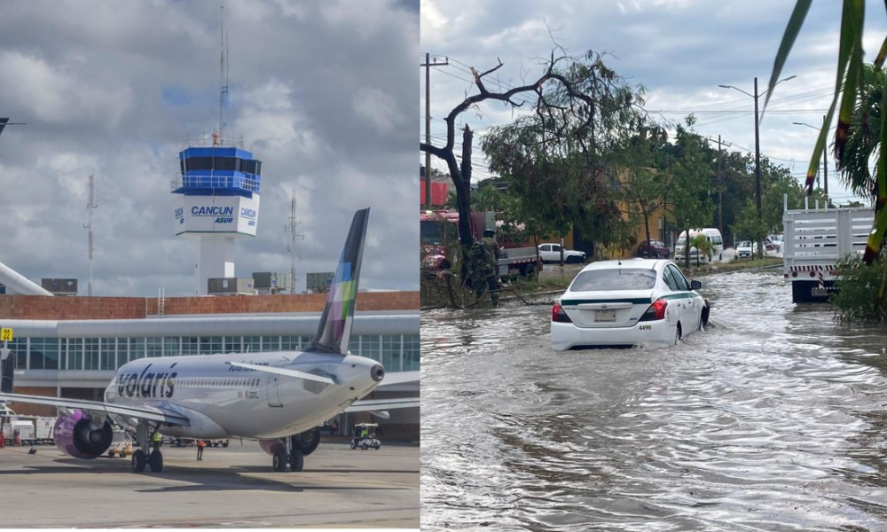 22 vuelos afectados por intensas lluvias en aeropuerto de Cancún