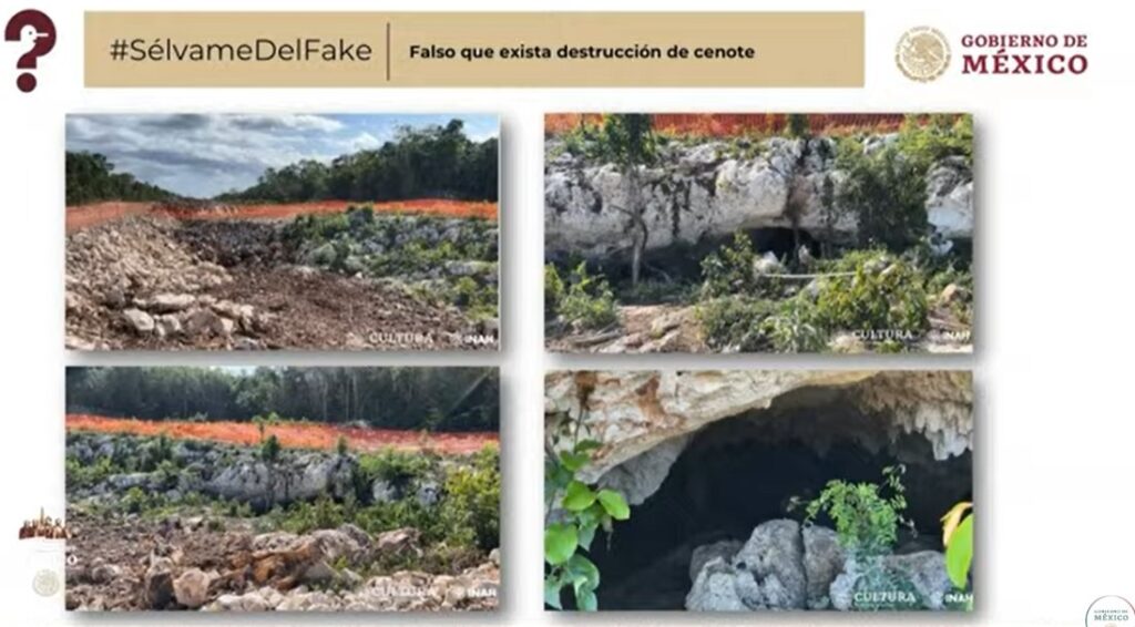 Tren Maya, no está dañando al cenote Dama Blanca en el Tramo 5