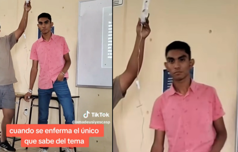 Video Viral: Estudiante de la UAEM expone con bolsa de suero