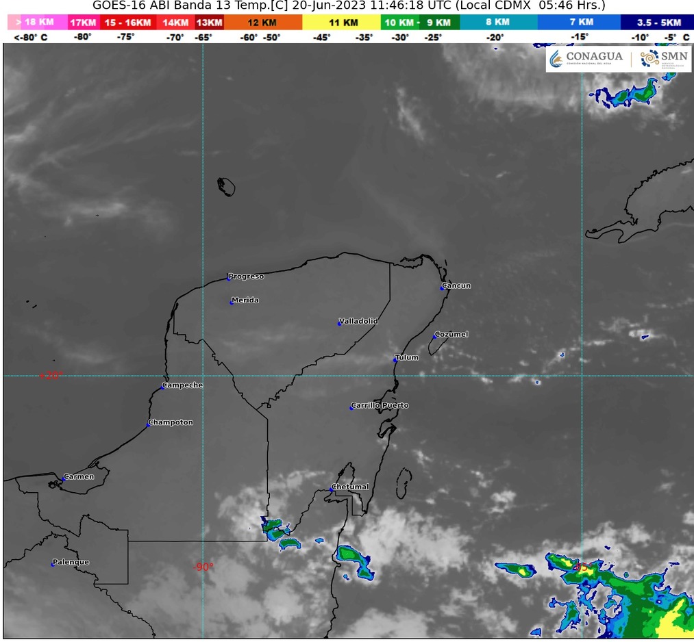 El clima para hoy 20 de junio en Cancún y Quintana Roo, se espera ambiente caluroso a muy caluroso.