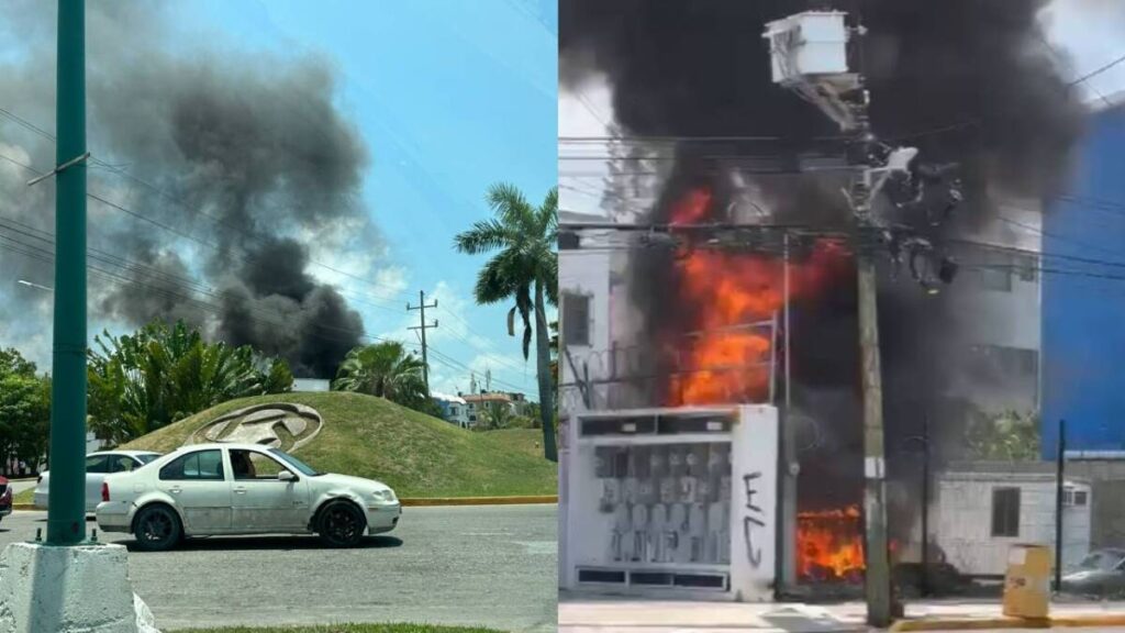 Incendio en predio de la avenida Bonampak de Cancún