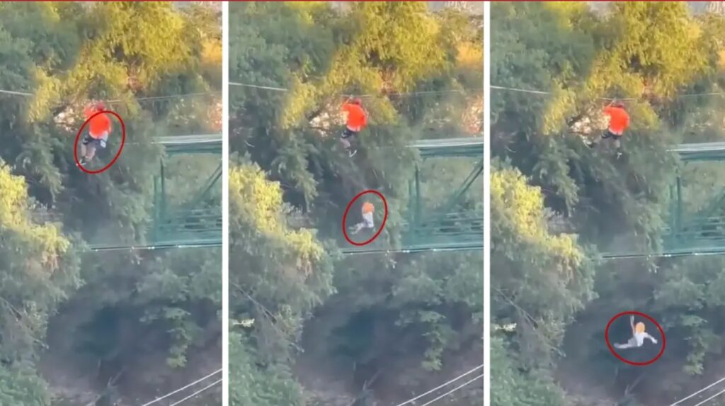 Viral: Niño cae de tirolesa en parque de Monterrey y sale ileso (VIDEO)