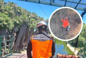 Viral: Niño cae de tirolesa en parque de Monterrey y sale ileso (VIDEO)