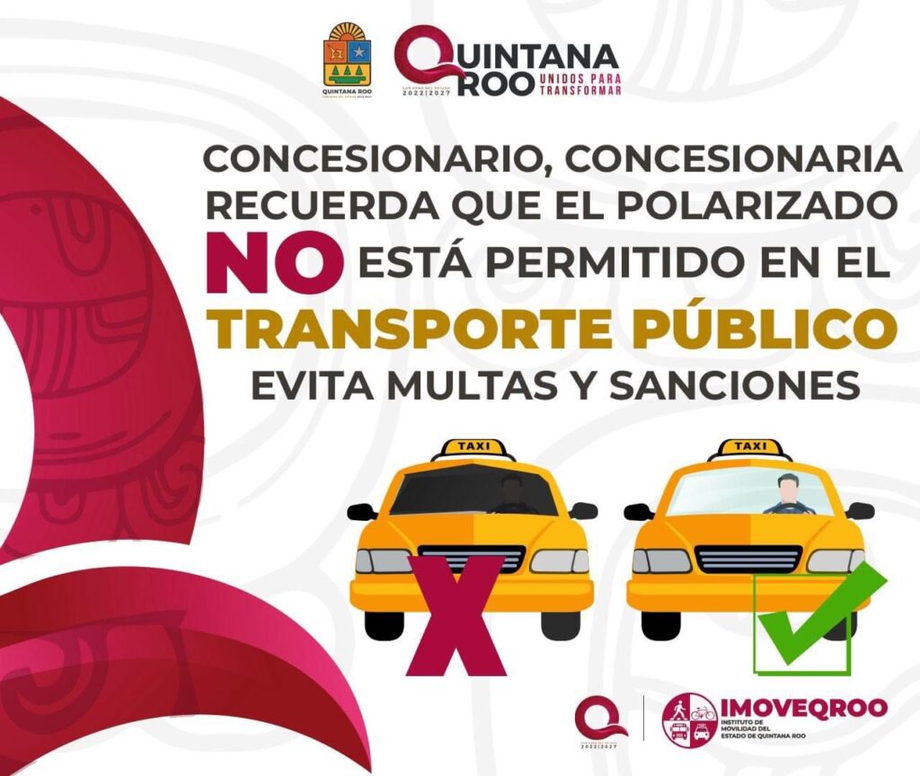 IMOVEQROO inicia campaña para retiro de polarizados en transporte público