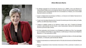 Alicia Bárcenas, nueva Secretaria de Relaciones Exteriores, confirma AMLO