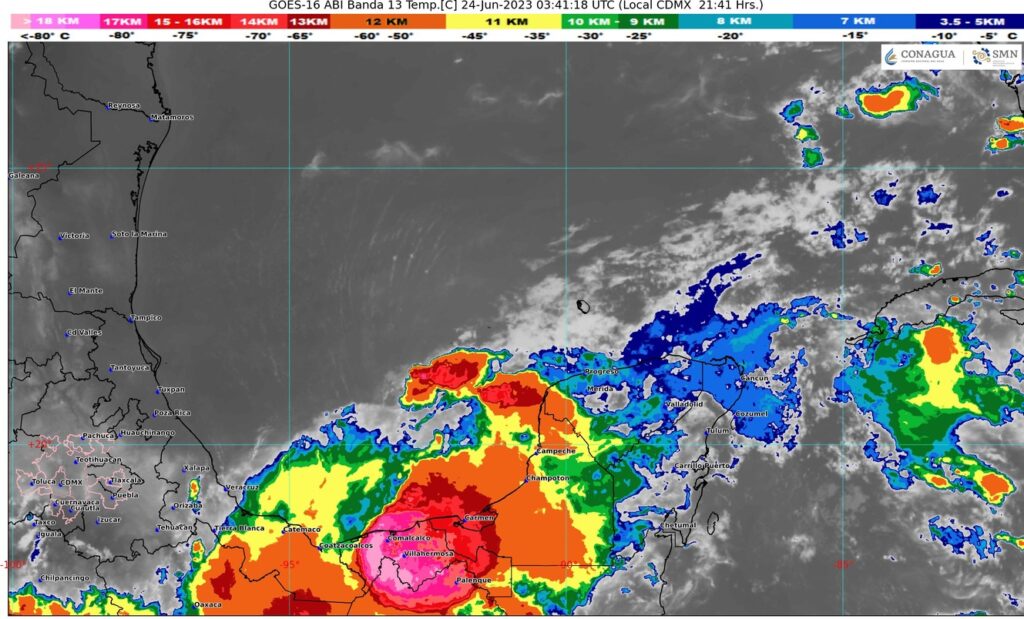 El clima para hoy 23 de junio en Cancún y Quintana Roo, se espera cielo nublado con lluvias puntuales muy fuertes.