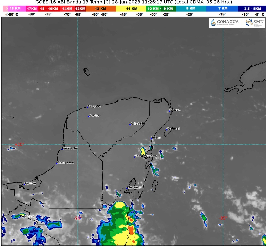 El clima para hoy 28 de junio en Cancún y Quintana Roo, se espera cielo nublado la mayor parte del día con probabilidad de lluvias puntuales.