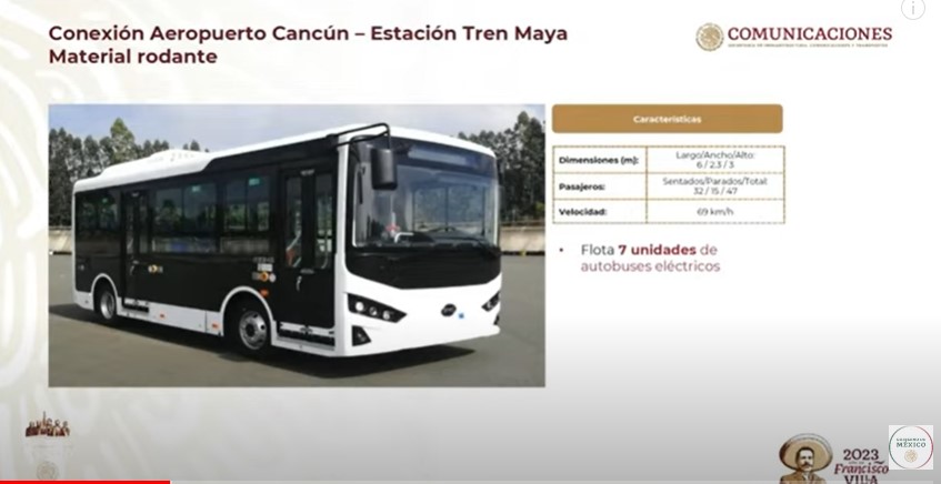 Conectarán 7 autobuses eléctricos al Aeropuerto de Cancún con el Tren Maya