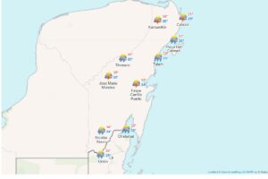 Clima para hoy en Cancun y Quintana Roo caluroso nublado y con lluvias