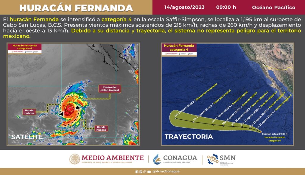 Huracán Fernanda alcanza categoría 4: ¿Qué trayectoria sigue?