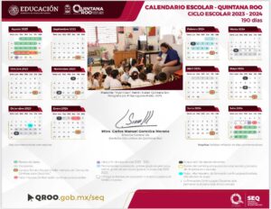 Calendario escolar 2023-2024 educación básica; consta de 190 días según SEQ 