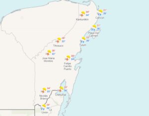 Clima para hoy en Cancún y Quintana Roo: Nublado con intervalos de chubascos 