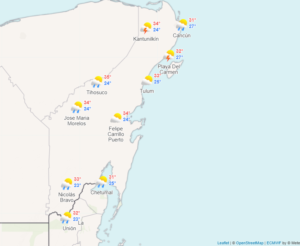 Clima para hoy en Cancún y Quintana Roo: Nublado con chubascos