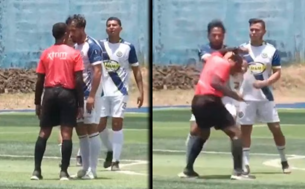 ¡Llegan a los golpes! Así reaccionan árbitro y futbolista durante partido en Ecuador