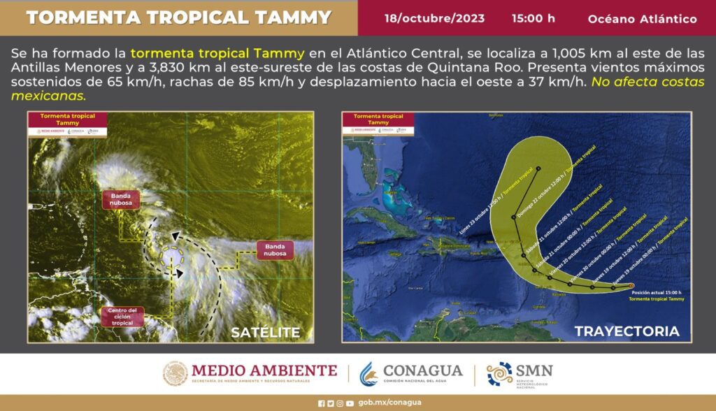 Tormenta Tropical 'Tammy' se forma en el Atlántico: ¿Amenaza para México?"
