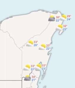 Clima para hoy en Cancún y Quintana Roo: Cielo medio nublado 