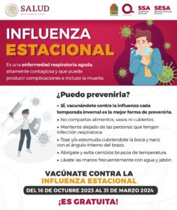 Jornada de vacunacion contra influenza, inicia este lunes