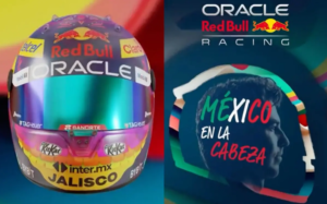 Checo Pérez listo para el GP de México; presenta casco que usará 