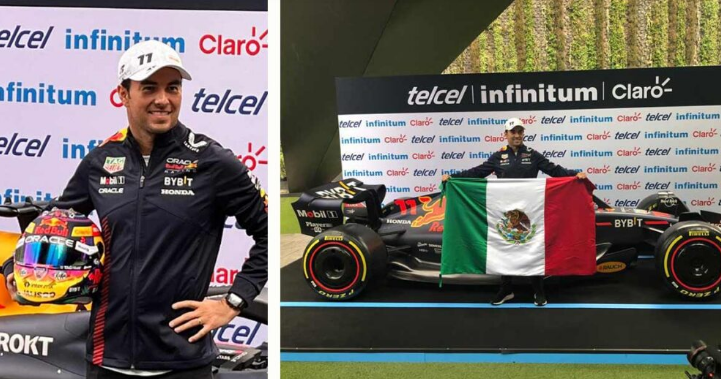 Checo Pérez listo para el GP de México; presenta casco que usará