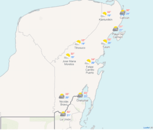Clima para hoy en Cancún y Quintana Roo: Ambiente fresco con cielo nublado 