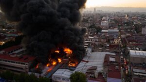 Fuerte incendio en el centro de la Ciudad de Mexico VIDEO