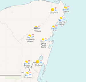 Clima para hoy en Cancún y Quintana Roo: Nublado con posibles chubascos 