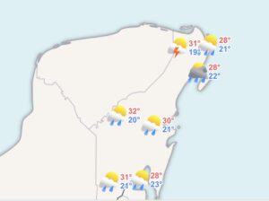 El clima para hoy 27 de diciembre en Cancún y Quintana Roo, se espera ambiente fresco con probabilidad de lluvias.