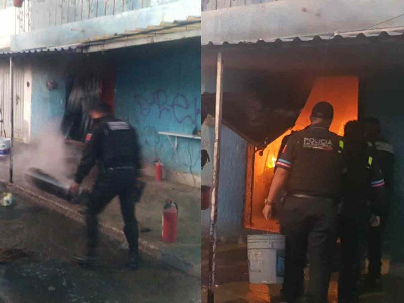 Madre y tres hijos rescatados de incendio (VIDEO)