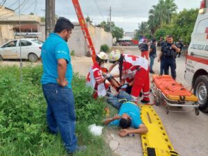 Cancún: Trabajador de Telmex sufre descarga eléctrica y caída de tres metros