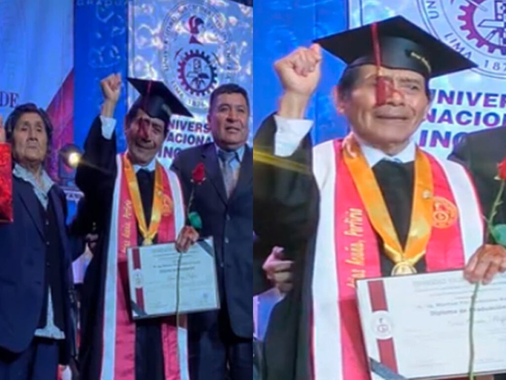 Abuelito se gradúa de ingeniero en universidad de Perú más exigente