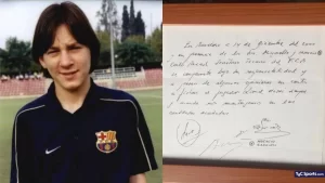 Contrato de Messi en servilleta con el Barcelona sera subastado