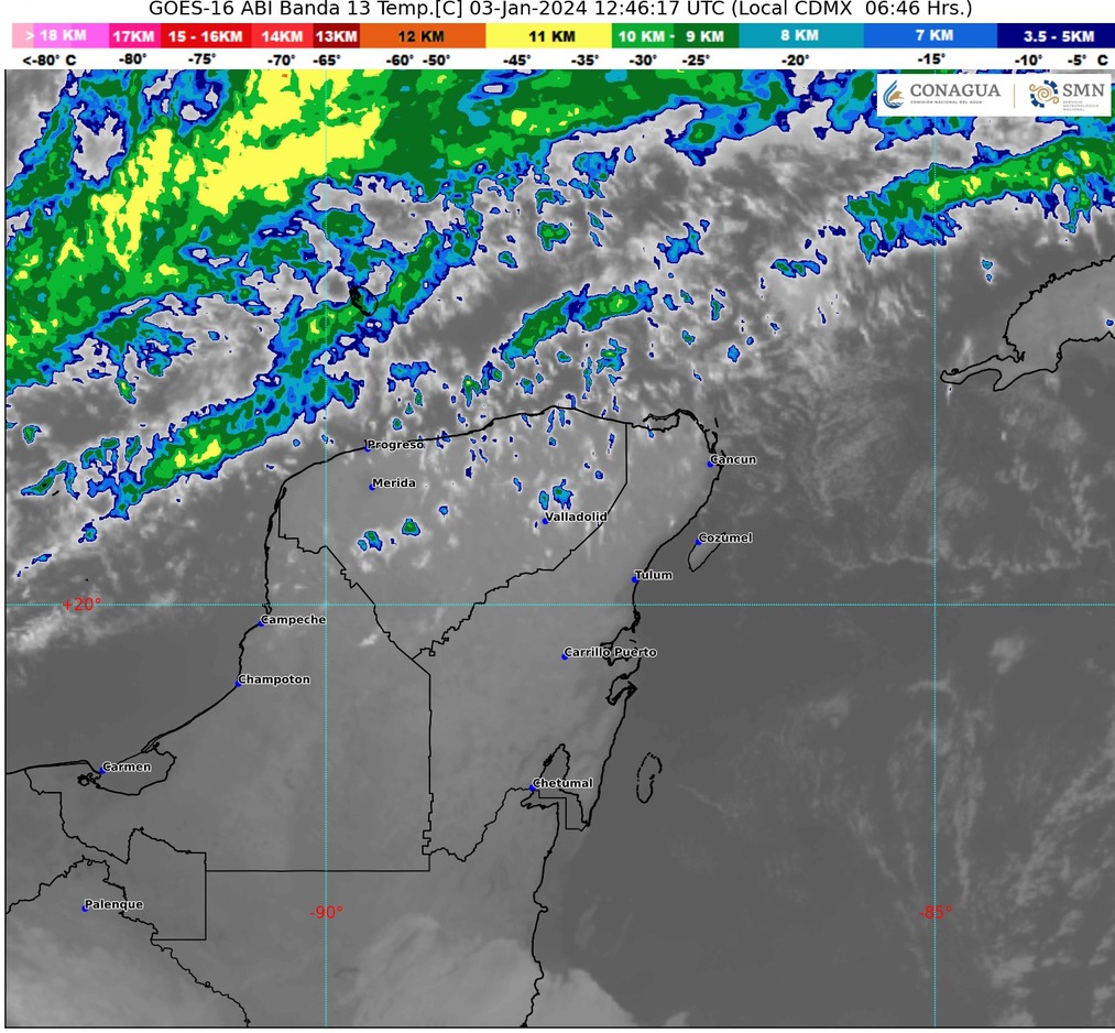 El clima para este 03 de enero en Cancún y Quintana Roo, se espera ambiente cálido con cielo nublado.