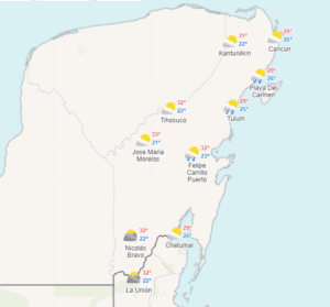 Clima para hoy en Cancún y Quintana Roo: Nublado con ambiente caluroso