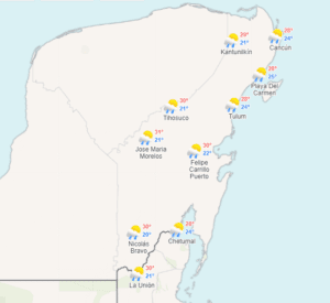 Clima hoy en Cancún y Quintana Roo: Probabilidad de chubascos 