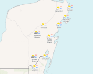 Clima hoy en Cancún y Quintana Roo: Nublado con lluvias aisladas