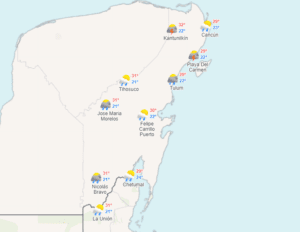 Clima hoy en Cancún y Quintana Roo: Nublado con intervalos de chubascos